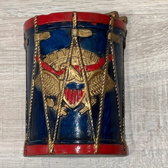 Vintage Lego Japan 1970s Infantry Drum Bookend American Eagle Patriotic Military - Picture 1 of 8